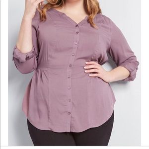 ModCloth Trusty Travel Button up Top in Lavender